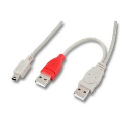 Adaptateur Doubleur 2xUSB type A M vers mini USB type B M - 1m