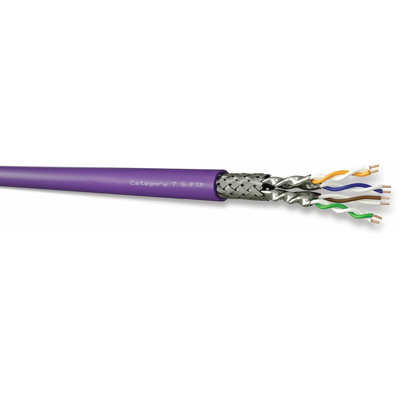 HsD - Câble monobrin - CAT7 S/FTP - 4 paires LSZH Dca - 500m - Violet