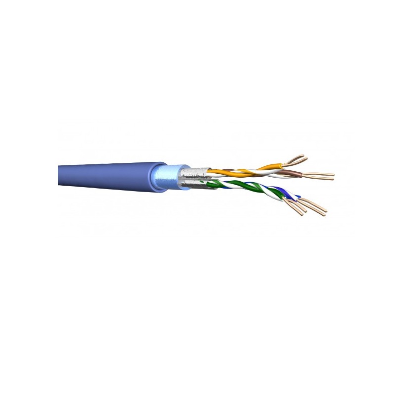 DRAKA - Câble monobrin - Cat6a F/FTP - 2x4 paires LSHF bleu - 500m