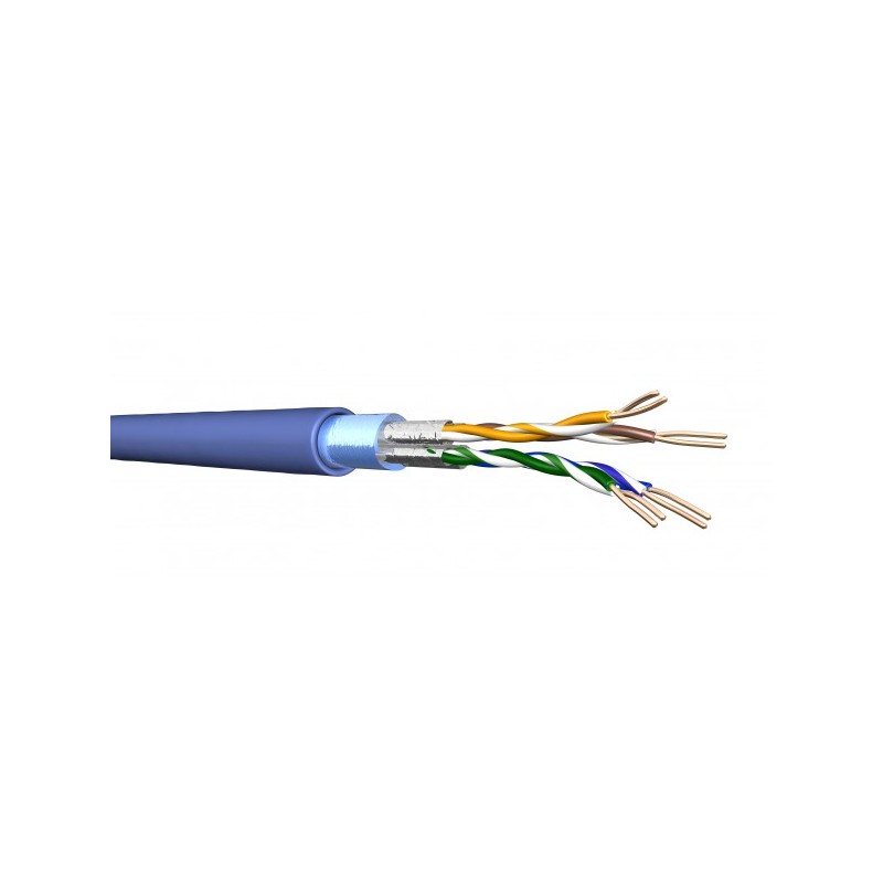 DRAKA - Câble monobrin - Cat6a F/FTP - 4 paires LSHF bleu - 1000m