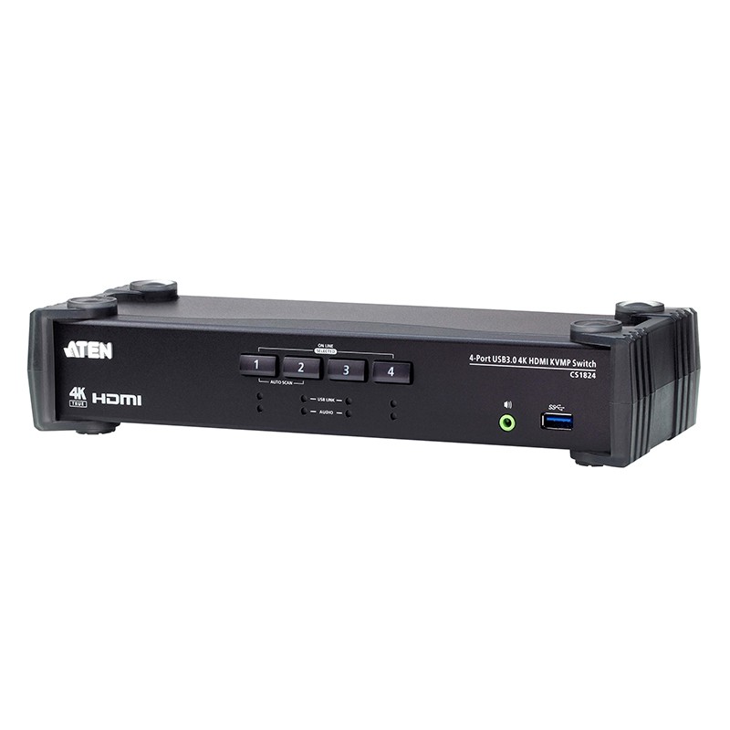 ATEN - CS1824 - Commutateur KVMP HDMI 4K 4 ports USB 3.0 - mélangeur 