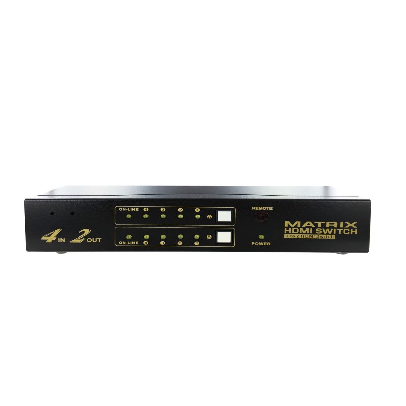 Matrice HDMI 4x2 (4 in-2 out) 1080p - RS232 - HDCP - télécommande IR