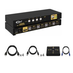 KVM 4 ports HDMI/USB - 4K x 2K @60Hz - Livré avec cordons
