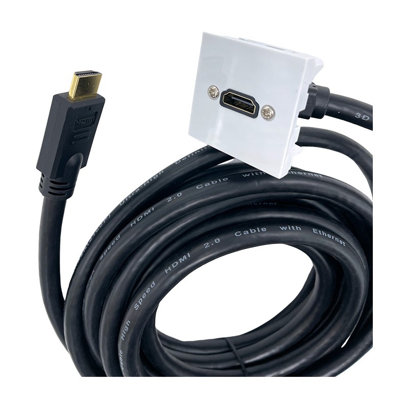 Plastron 45x45 HDMI 2.0 F-M - Coudé 60° - AWG24 - 15m