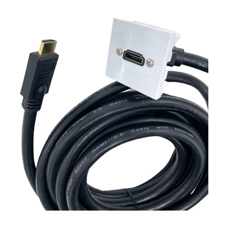 Plastron 45x45 HDMI 2.0 F-M - Coudé 60° - AWG24 - 20m