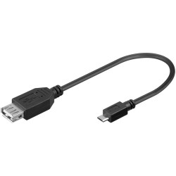 Cordon USB A Femelle vers Micro USB B Male OTG 0.20m