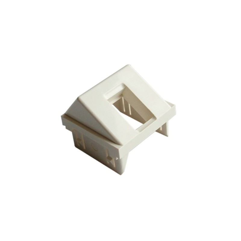 Plastron 45x45 RJ45 Nu incliné 1 embase, blanc pour embase UPTEC