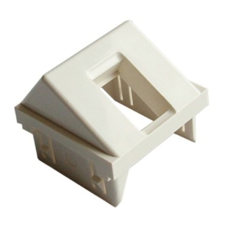 Plastron 45x45 RJ45 Nu incliné 1 embase, blanc pour embase UPTEC