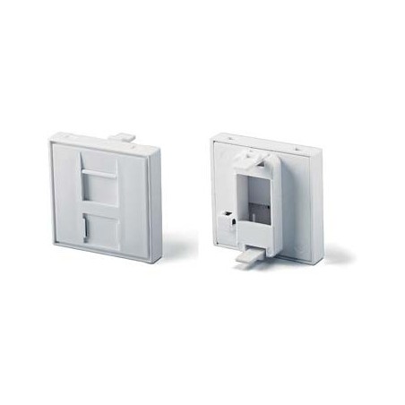 Plastron 45x45 RJ45 Nu pour 1 embase RJ45, blanc pour embase UPTEC