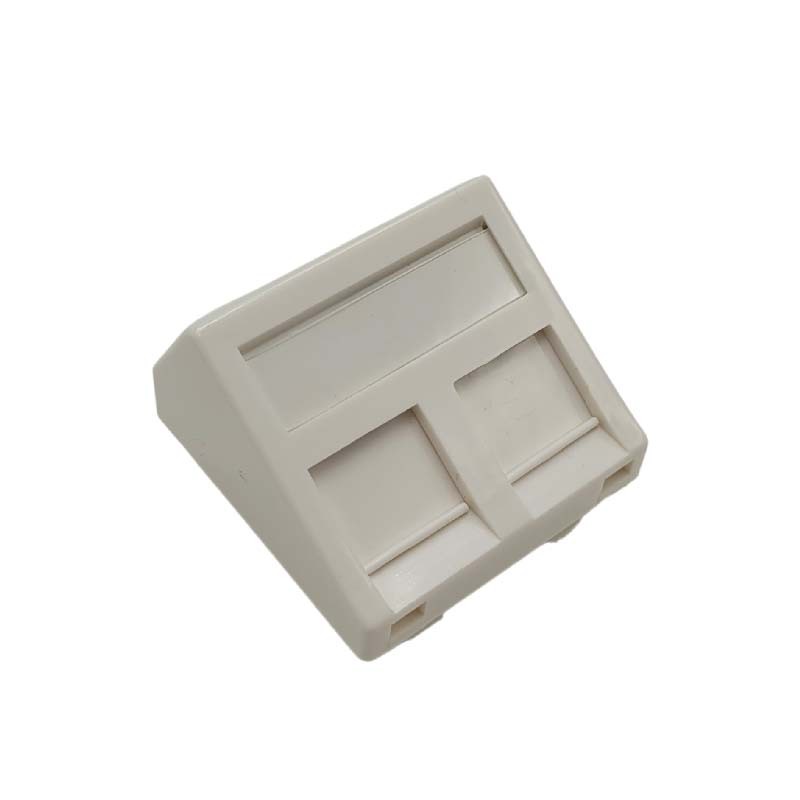 Plastron 45x45 RJ45 Nu incliné 2 embases, blanc pour embase UPTEC