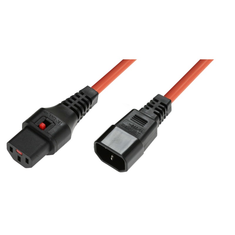 IEC Lock - Rallonge secteur C13/C14 - 0.5m Orange