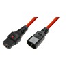 IEC Lock - Rallonge secteur C13/C14 - 0.5m Rouge