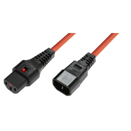 IEC Lock - Rallonge secteur C13/C14 - 1m Orange