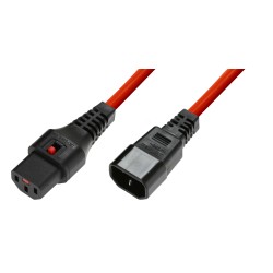 IEC Lock - Rallonge secteur C13/C14 - 2m Rouge