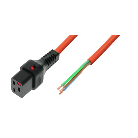 IEC Lock - Cordon secteur C19 / Dénudé - 3m Orange