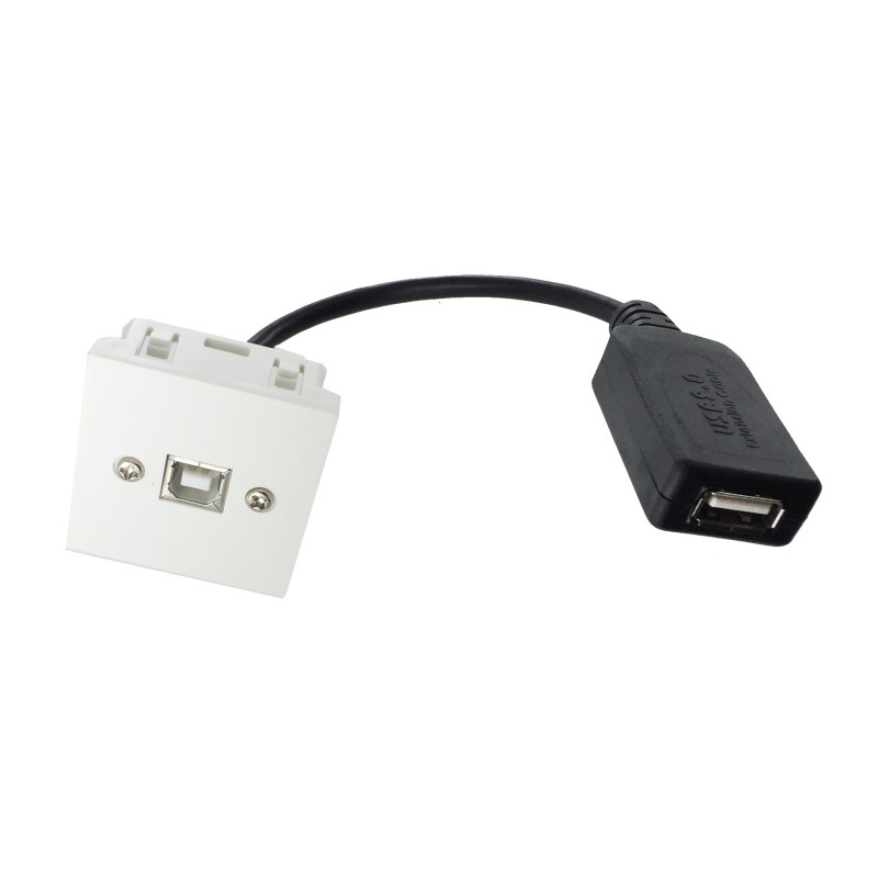 Plastron 45x45 USB2.0 B F vers USB A F Amplifié – 0.20m 