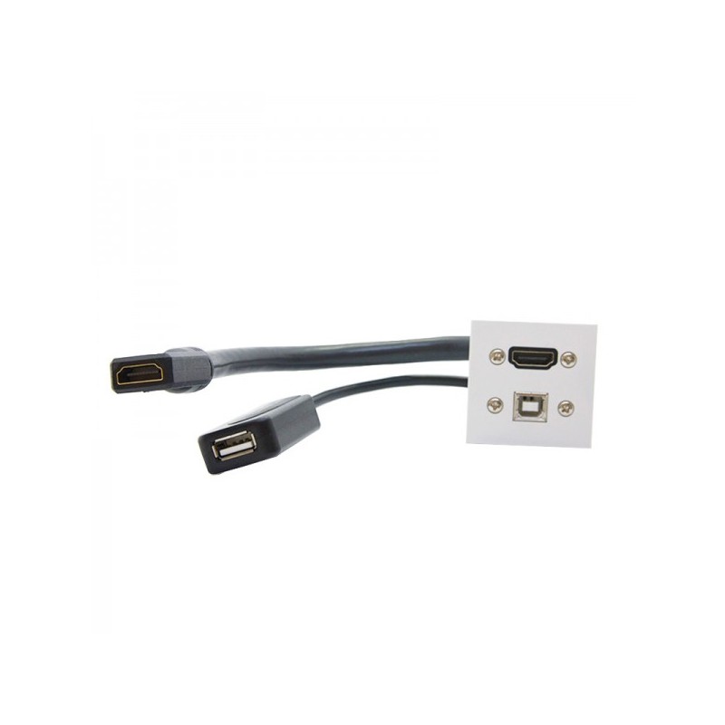 Plastron 45x45 HDMI 2.0 coudé 60° + USB2.0 amplifié F/F - 0.30/0.20m